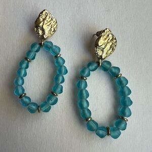Noonday Collection Turquoise Beaded Earrings with Gold Details